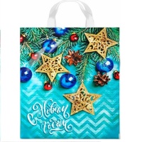 Пакет петлевой 280*350*0,055 Новогодняя лазурь ПВД /25/500